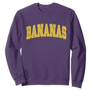 Funny Retro Bananas Sweatshirt Vintage Banana Gifts Yellow Varsity TS10 Purple Print Your Wear