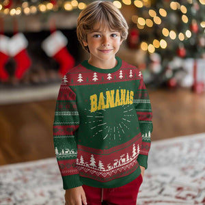 Funny Retro Bananas Knit Sweatshirt Vintage Banana Gifts Yellow Varsity TS10 Christmas Print Your Wear