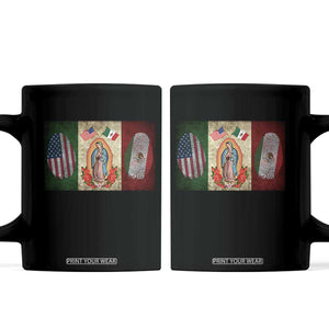 Mexico Flag Coffee Mug Virgin Mary Mexican American Patriotic Mexican Roots TS10 Black Print Your Wear