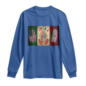 Mexico Flag Long Sleeve Shirt Virgin Mary Mexican American Patriotic Mexican Roots TS10 Royal Blue Print Your Wear