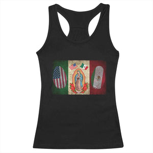 Mexico Flag Racerback Tank Top Virgin Mary Mexican American Patriotic Mexican Roots TS10 Black Print Your Wear