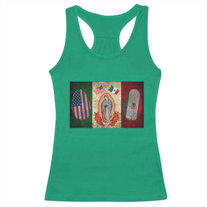Mexico Flag Racerback Tank Top Virgin Mary Mexican American Patriotic Mexican Roots TS10 Irish Green Print Your Wear