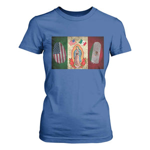 Mexico Flag T Shirt For Women Virgin Mary Mexican American Patriotic Mexican Roots TS10 Royal Blue Print Your Wear