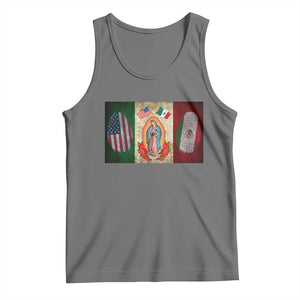 Mexico Flag Tank Top Virgin Mary Mexican American Patriotic Mexican Roots TS10 Black Heather Print Your Wear