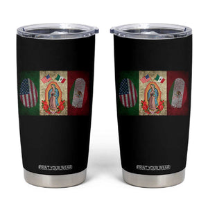 Mexico Flag Tumbler Cup Virgin Mary Mexican American Patriotic Mexican Roots TS10 Black Print Your Wear