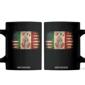 American Mexican Flag Coffee Mug Virgin Mary Mexico Heritage Mexican Roots TS10 Black Print Your Wear