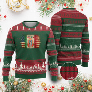 American Mexican Flag Ugly Christmas Sweater Virgin Mary Mexico Heritage Mexican Roots TS10 Red Green Print Your Wear