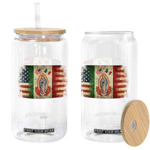 American Mexican Flag Glass Can Virgin Mary Mexico Heritage Mexican Roots TS10 Print Your Wear
