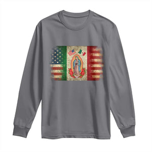 American Mexican Flag Long Sleeve Shirt Virgin Mary Mexico Heritage Mexican Roots TS10 Charcoal Print Your Wear