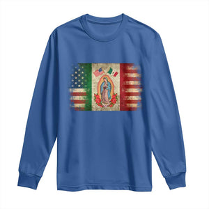 American Mexican Flag Long Sleeve Shirt Virgin Mary Mexico Heritage Mexican Roots TS10 Royal Blue Print Your Wear