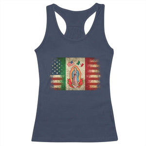 American Mexican Flag Racerback Tank Top Virgin Mary Mexico Heritage Mexican Roots TS10 Navy Print Your Wear