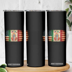American Mexican Flag Skinny Tumbler Virgin Mary Mexico Heritage Mexican Roots TS10 Print Your Wear