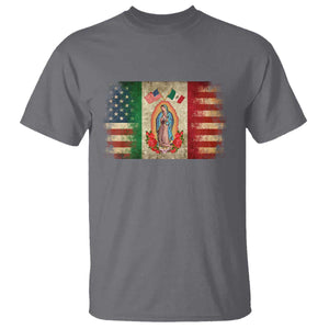 American Mexican Flag T Shirt Virgin Mary Mexico Heritage Mexican Roots TS10 Charcoal Print Your Wear