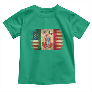 American Mexican Flag Toddler T Shirt Virgin Mary Mexico Heritage Mexican Roots TS10 Irish Green Print Your Wear