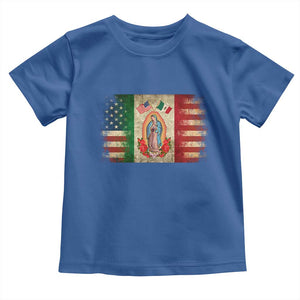 American Mexican Flag Toddler T Shirt Virgin Mary Mexico Heritage Mexican Roots TS10 Royal Blue Print Your Wear