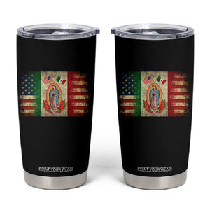 American Mexican Flag Tumbler Cup Virgin Mary Mexico Heritage Mexican Roots TS10 Black Print Your Wear