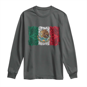 Eagle Mexican Flag Long Sleeve Shirt Aztecs Mexico Heritage Roots TS10 Dark Heather Print Your Wear