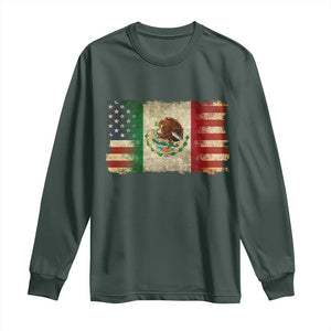 American Mexican Flag Long Sleeve Shirt Mexico Heritage Mexican Roots TS10 Dark Forest Green Print Your Wear
