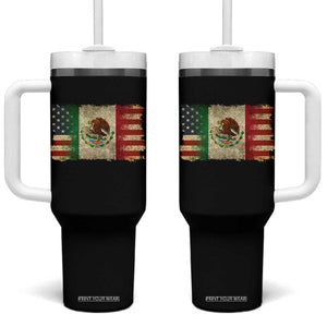 American Mexican Flag Tumbler With Handle Mexico Heritage Mexican Roots TS10 One Size: 40 oz Black Print Your Wear