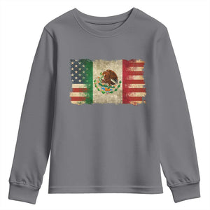 American Mexican Flag Youth Sweatshirt Mexico Heritage Mexican Roots TS10 Charcoal Print Your Wear