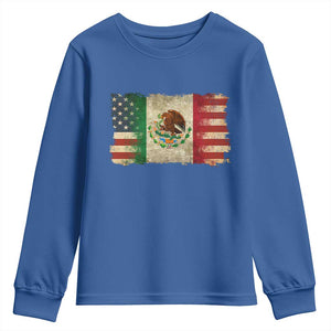 American Mexican Flag Youth Sweatshirt Mexico Heritage Mexican Roots TS10 Royal Blue Print Your Wear