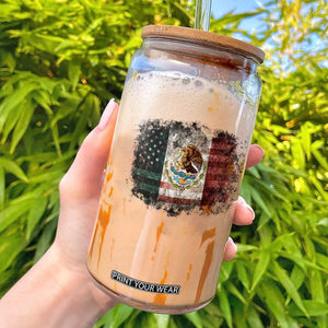 Vintage Mexican Flag Glass Can Eagle Mexico Heritage Mexican Roots TS10 Black Print Your Wear