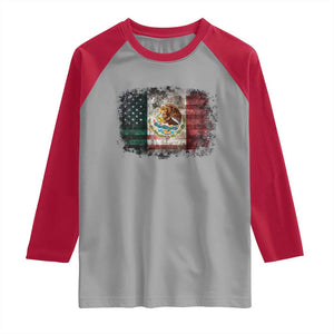 Vintage Mexican Flag Raglan Shirt Eagle Mexico Heritage Mexican Roots TS10 Sport Gray Red Print Your Wear