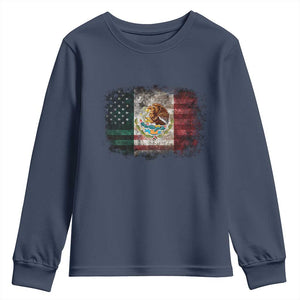 Vintage Mexican Flag Youth Sweatshirt Eagle Mexico Heritage Mexican Roots TS10 Navy Print Your Wear