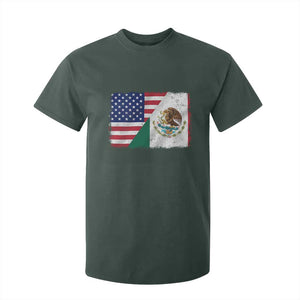 American Mexican Flag T Shirt For Kid Mexico Heritage Half Mexican Roots TS10 Dark Forest Green Print Your Wear