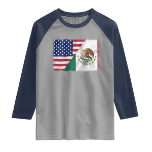 American Mexican Flag Raglan Shirt Mexico Heritage Half Mexican Roots TS10 Sport Gray Navy Print Your Wear