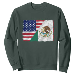 American Mexican Flag Sweatshirt Mexico Heritage Half Mexican Roots TS10 Dark Forest Green Print Your Wear
