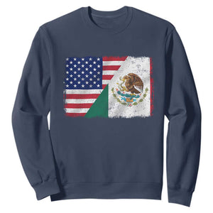 American Mexican Flag Sweatshirt Mexico Heritage Half Mexican Roots TS10 Navy Print Your Wear