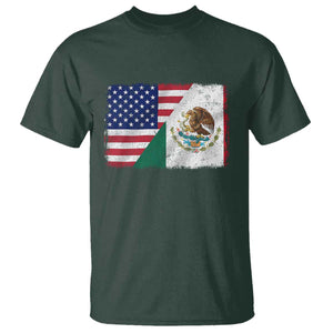 American Mexican Flag T Shirt Mexico Heritage Half Mexican Roots TS10 Dark Forest Green Print Your Wear