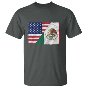 American Mexican Flag T Shirt Mexico Heritage Half Mexican Roots TS10 Dark Heather Print Your Wear