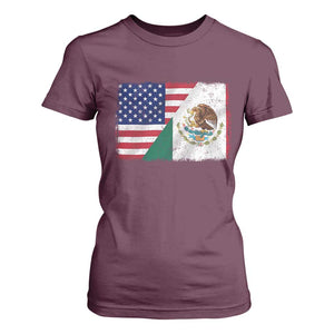 American Mexican Flag T Shirt For Women Mexico Heritage Half Mexican Roots TS10 Maroon Print Your Wear