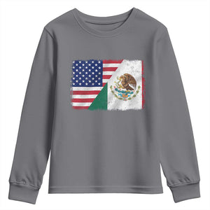 American Mexican Flag Youth Sweatshirt Mexico Heritage Half Mexican Roots TS10 Charcoal Print Your Wear