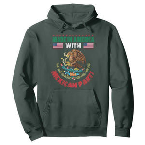 Made In America With Mexican Parts Hoodie Mexico Coat of Arms Half Mexican Roots TS10 Dark Forest Green Print Your Wear