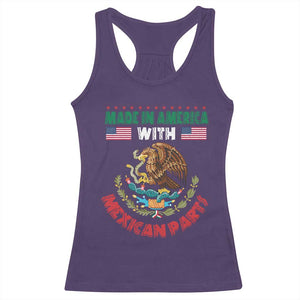 Made In America With Mexican Parts Racerback Tank Top Mexico Coat of Arms Half Mexican Roots TS10 Purple Print Your Wear