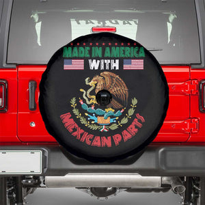 Made In America With Mexican Parts Spare Tire Cover Mexico Coat of Arms Half Mexican Roots TS10 Black Print Your Wear