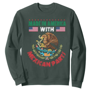Made In America With Mexican Parts Sweatshirt Mexico Coat of Arms Half Mexican Roots TS10 Dark Forest Green Print Your Wear