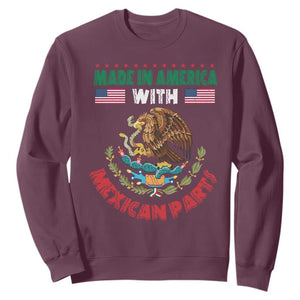 Made In America With Mexican Parts Sweatshirt Mexico Coat of Arms Half Mexican Roots TS10 Maroon Print Your Wear