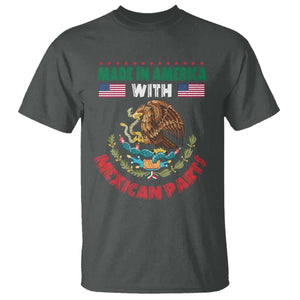 Made In America With Mexican Parts T Shirt Mexico Coat of Arms Half Mexican Roots TS10 Dark Heather Print Your Wear