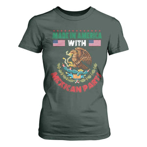 Made In America With Mexican Parts T Shirt For Women Mexico Coat of Arms Half Mexican Roots TS10 Dark Forest Green Print Your Wear