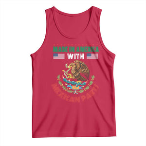 Made In America With Mexican Parts Tank Top Mexico Coat of Arms Half Mexican Roots TS10 Red Print Your Wear
