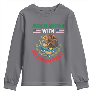 Made In America With Mexican Parts Youth Sweatshirt Mexico Coat of Arms Half Mexican Roots TS10 Charcoal Print Your Wear