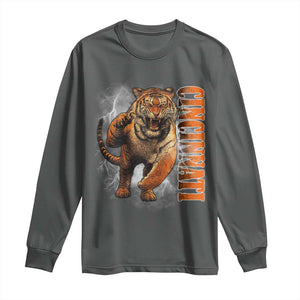 Cincinnati Tiger Long Sleeve Shirt Bootleg Vintage TS10 Dark Heather Print Your Wear