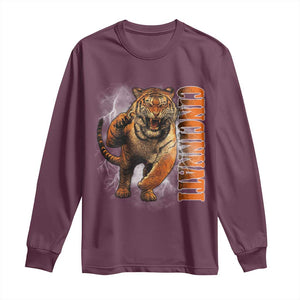 Cincinnati Tiger Long Sleeve Shirt Bootleg Vintage TS10 Maroon Print Your Wear