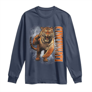 Cincinnati Tiger Long Sleeve Shirt Bootleg Vintage TS10 Navy Print Your Wear