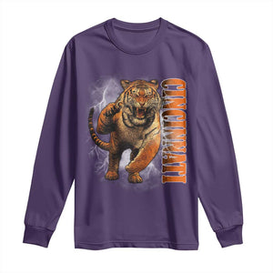 Cincinnati Tiger Long Sleeve Shirt Bootleg Vintage TS10 Purple Print Your Wear