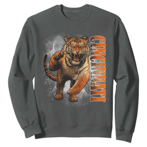Cincinnati Tiger Sweatshirt Bootleg Vintage TS10 Dark Heather Print Your Wear